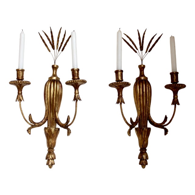 Louis XVI Gilt Wood Sconces, France, 1780s, Set of 2 For Sale
