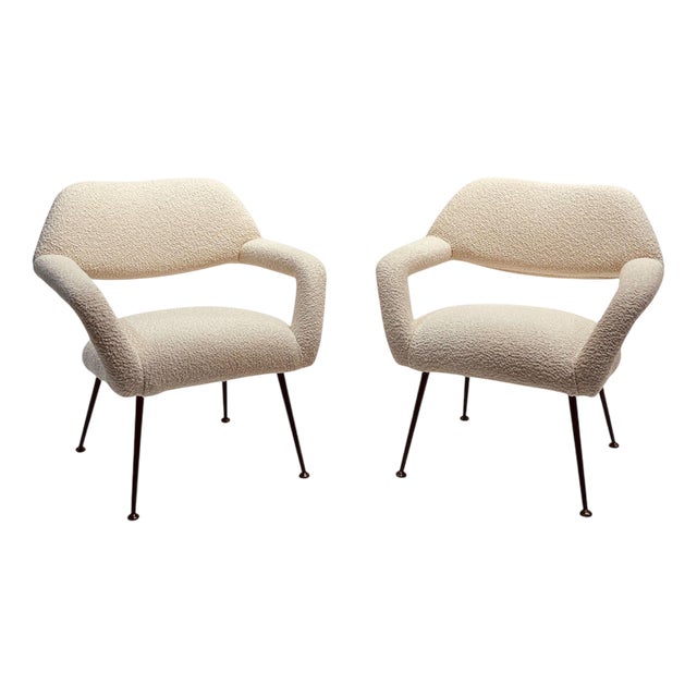 Set of Lounge Chairs in Pierre Frey attributed to Gastone Rinaldi for Rima, Italy, 1954 For Sale