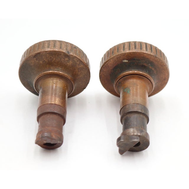 Pair of AntiqueBronze Niles Chicago Passage Door Knobs For Sale - Image 4 of 4