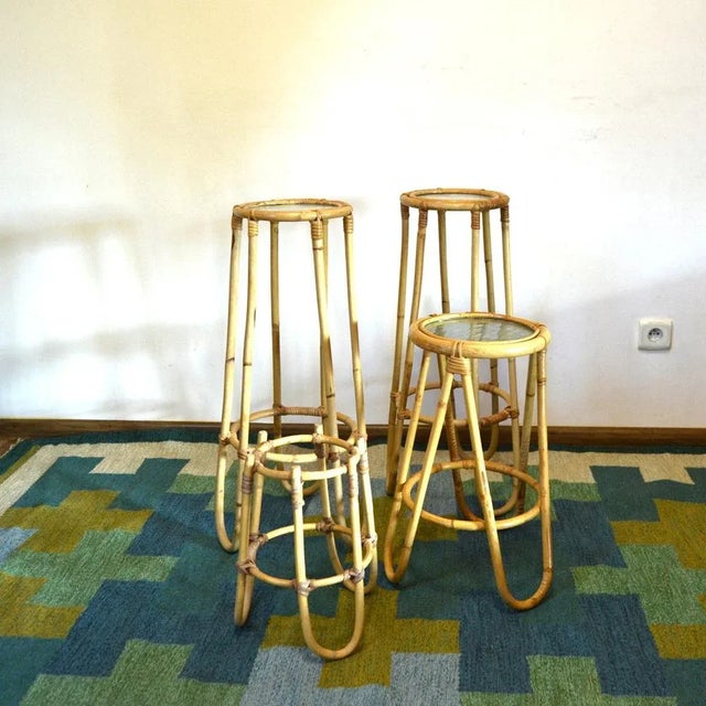 Bamboo Flower Stands, 1970s, Set of 4 For Sale - Image 9 of 10