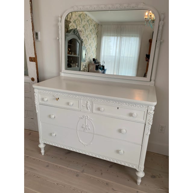 Antique Sligh French Style Dresser W/ Gesso & Mirror For Sale - Image 12 of 16