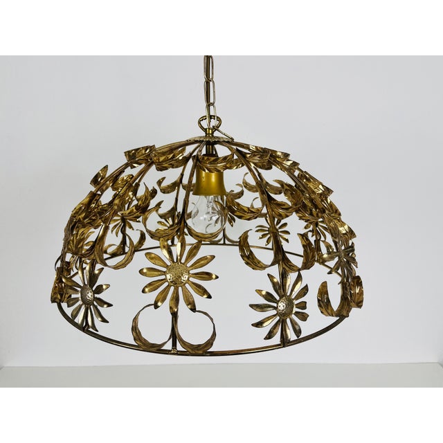 1970s Florentine Flower Shape Pendant Lamp Attributed to Banci Firenze, 1970s For Sale - Image 5 of 11