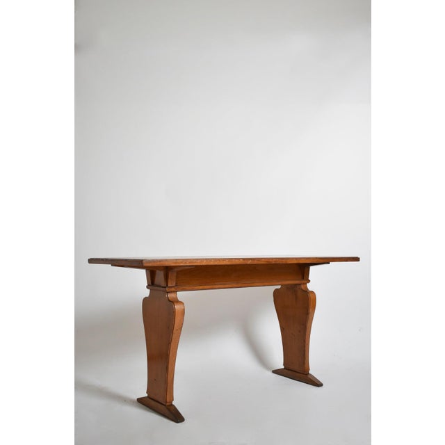 Neoclassical oak console table, 1950s. Height: 76 cm - 29.92 in Length: 150 cm - 59.06 in Width: 60 cm - 23.62 in