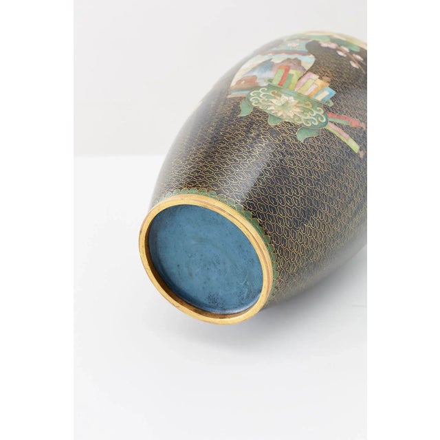 Large Chinese Cloisonné Vase With Floral Decoration For Sale - Image 12 of 13