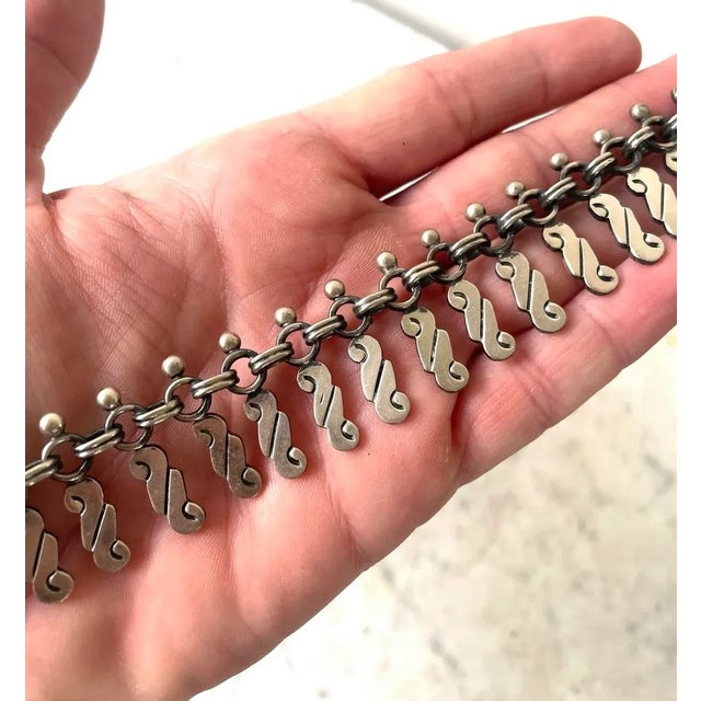 1980s Vintage 1980s Dulce Sterling Silver Spray Link Necklace For Sale - Image 5 of 5