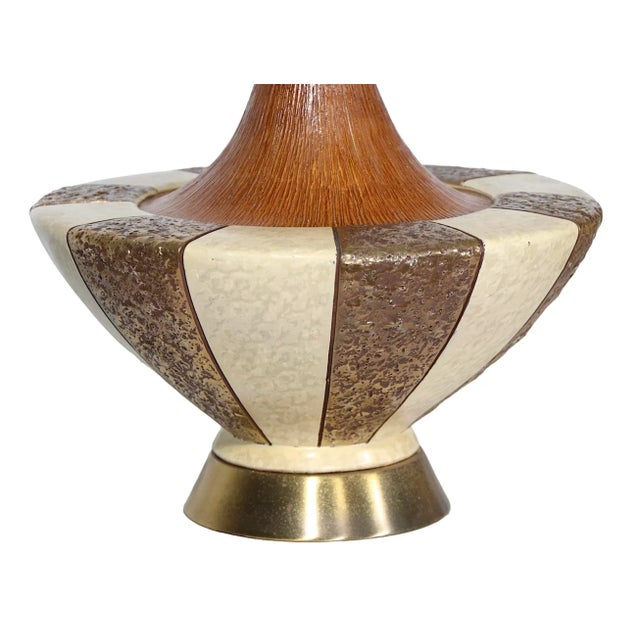Wood Pr. Oversized Ceramic Mid Century Table Lamps by Fortune Lamp Company C. 1950/1960’s For Sale - Image 7 of 12
