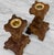 Vintage Brutalist Tiki Carved Wood Candlestick Holders - A Pair For Sale - Image 6 of 8