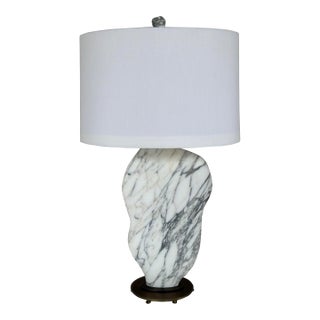Revelation Modern White Arabestcato Marble Amulet Table Lamp For Sale