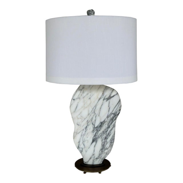 Revelation Modern White Arabestcato Marble Amulet Table Lamp For Sale