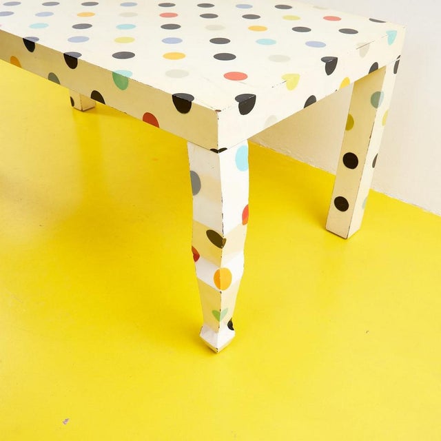 Designer Table in Polka Dot Laminated Wood For Sale - Image 6 of 14