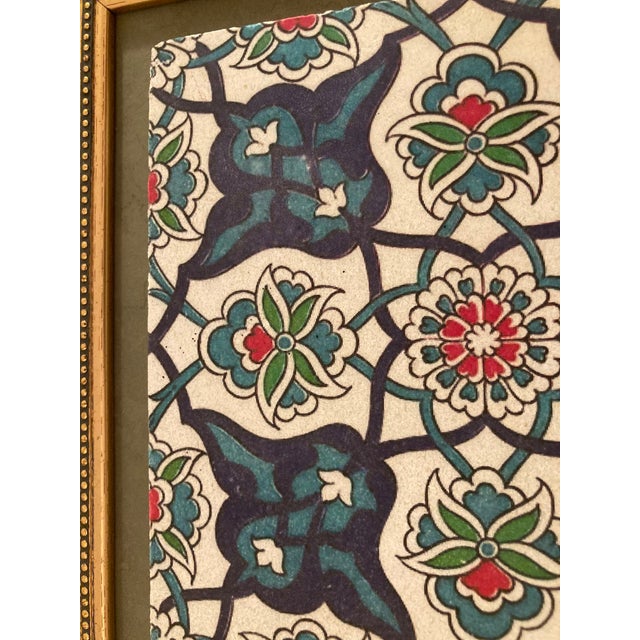 Handcrafted Turkish Iznik Style Pottery Tile Framed | Chairish