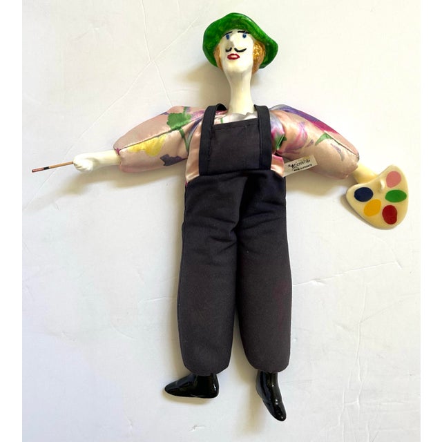 Vintage Cerri'Art France handcrafted "Poupée Millet" artist doll, with a ceramic head and limbs. Fabric overalls filled...