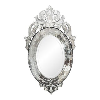Venetian Etched Oval Mirror For Sale