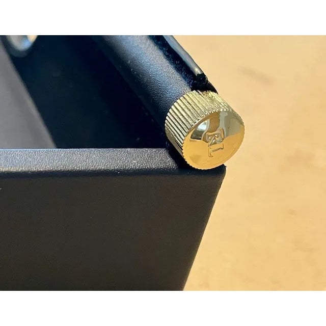 Ralph Lauren Leather Tray, Smooth Calf Leather, Polished Brass Handles, Navy, Brand New For Sale - Image 9 of 11