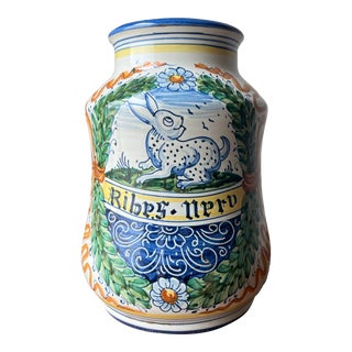 Vintage Italian Majolica Apothecary Jar For Sale