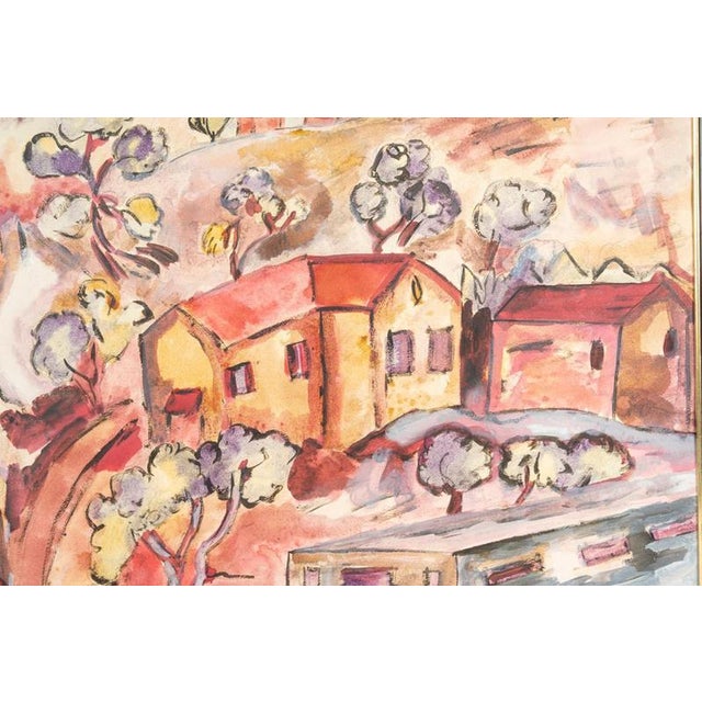 Pierre Ledda, Houses on a Hill, 20th Century, Oil Painting on Cardboard For Sale - Image 5 of 8