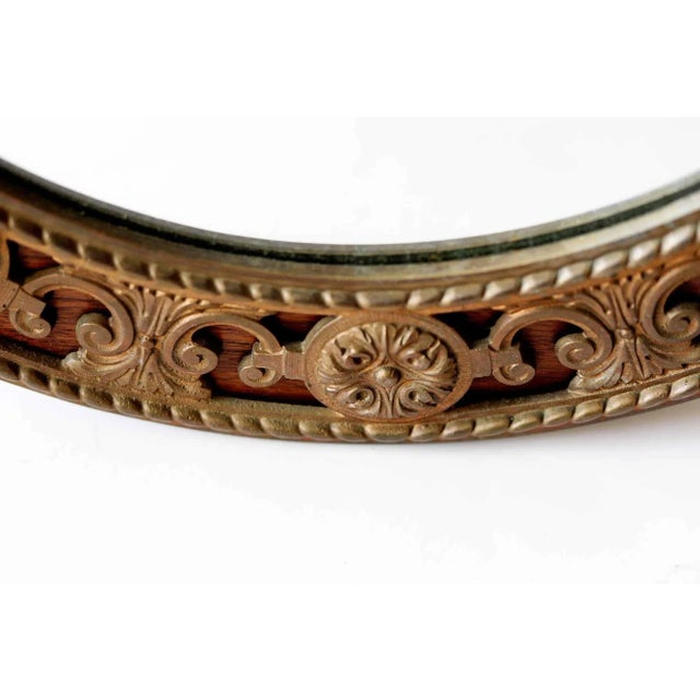 1900 - 1909 Antique Round Mirror Wanamaker-Phila, Walnut, Brass and Red Bronze For Sale - Image 5 of 10