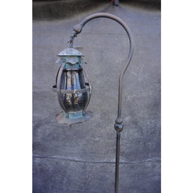 1920s 1920s Rustic Wrought Iron Hanging Lantern Floor Lamp For Sale - Image 5 of 8