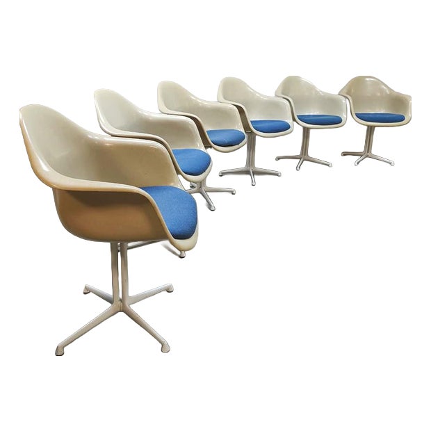 Vintage Fiberglass La Fonda Dining Chairs by Charles & Ray Eames for Herman Miller, 1960s, Set of 7 For Sale