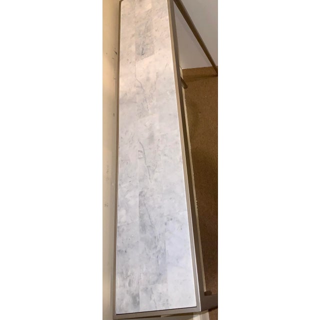 Modern Modern White and Gray Marble Console Table For Sale - Image 3 of 6
