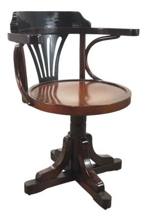 Campaign Style Black and Honey Wood Purser’s Swivel Chair