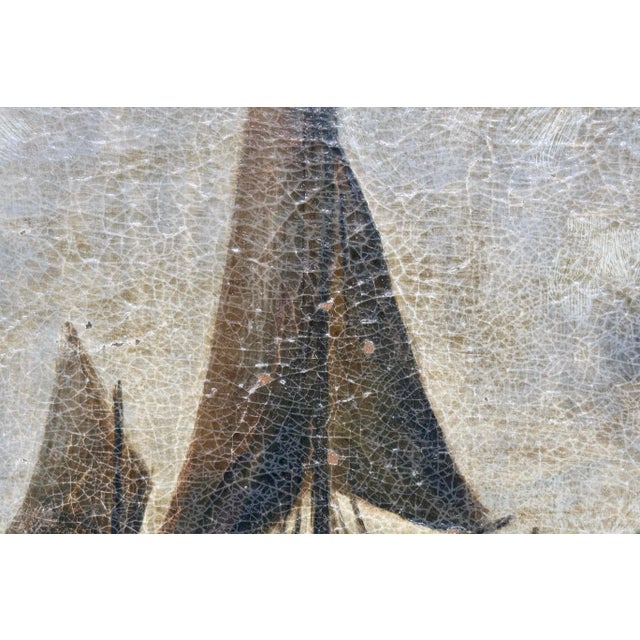 Gray Antique French Oil Painting on Canvas — Signed Maritime Seascape, Circa 19th Century For Sale - Image 8 of 12