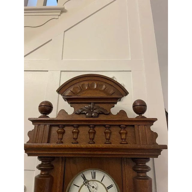 Mid 19th Century Antique Victorian Quality Carved Oak Vienna Wall Clock, 1860 For Sale - Image 5 of 9