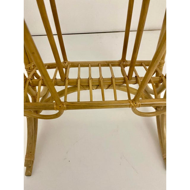 Wood Vintage Mid-Century Modern Bentwood Rattan and Bamboo Magazine Rack. For Sale - Image 7 of 12