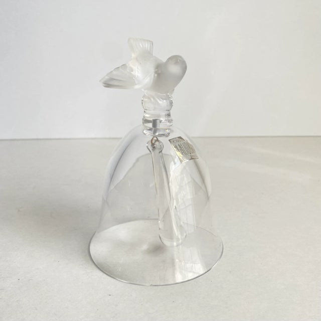 Vintage Lalique Crystal Bird Bell Frosted Glass Sparrow