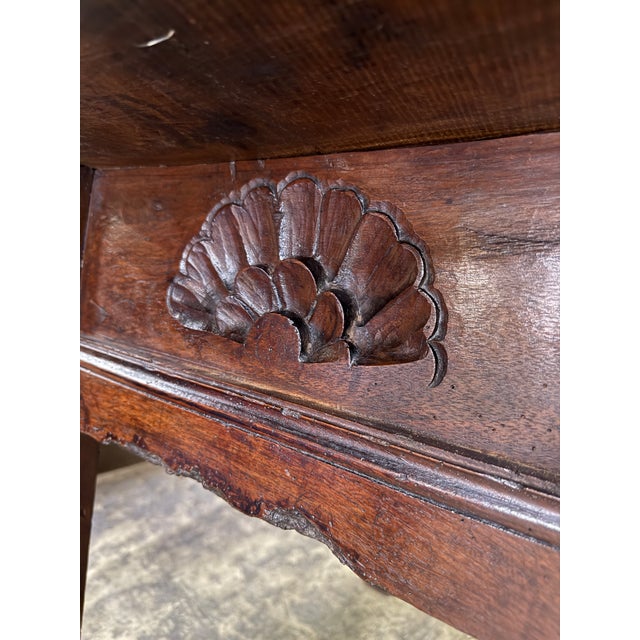 18th C. Spanish Beautifully Rustic Carved-Wood Trestle-Leg Table With Drawer For Sale - Image 13 of 18