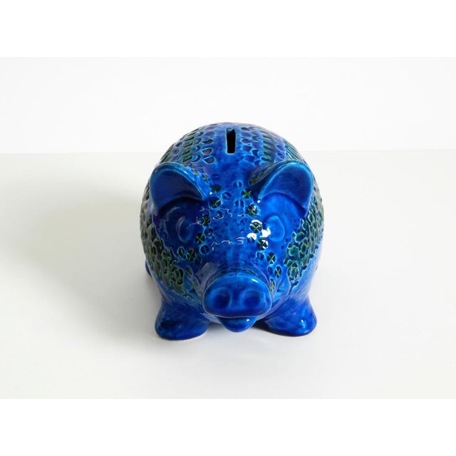 1960s Large Rimini Blu Ceramic Pig Money Box by Aldo Londi for Bitossi Italy, 1960s For Sale - Image 5 of 18