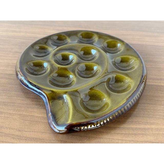 French Majolica Snail Appetizer Plate from St. Clement, France, 1970s For Sale - Image 6 of 12