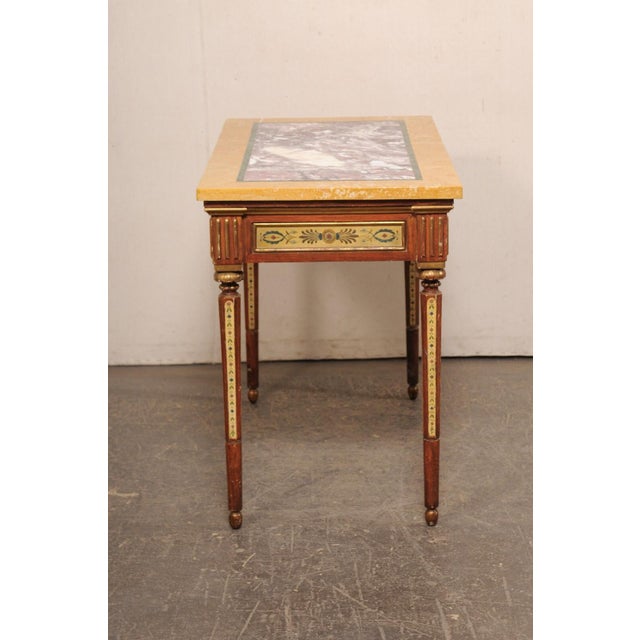 Italian Painted Table with Inlay Marble Top For Sale - Image 10 of 11