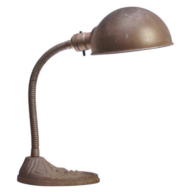 Pink Mid-20th Century Canadian Pink Goose Neck Desk Light with Cast Iron Base For Sale - Image 8 of 8