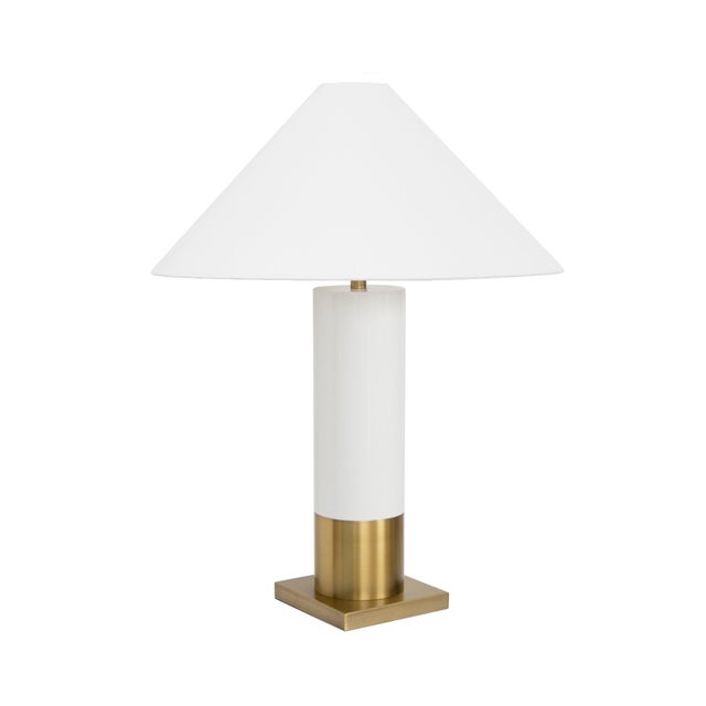 New special order item. Not vintage. Introducing the Bishop Table Lamp topped with a white linen coolie shade! A modern...