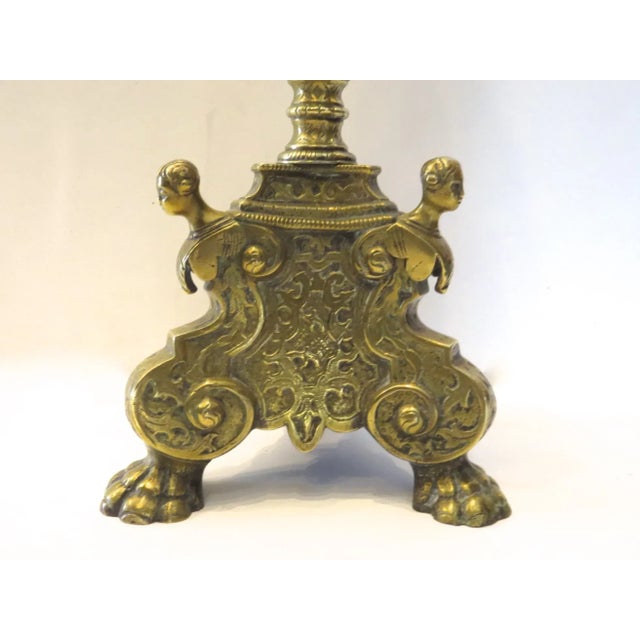 18th Century Brass Prick Stick with Lion Paw Feet For Sale - Image 4 of 9