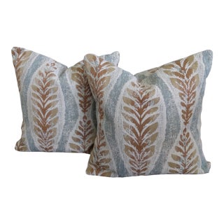 Contemporary Botanical Jacquard Pillows- a Pair For Sale