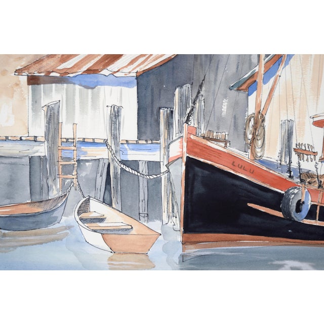 "The Lulu" - Harbor Seascape in Watercolor on Paper by Anne Ormsby For Sale - Image 9 of 12