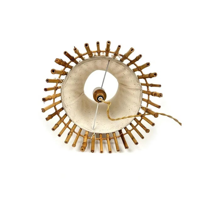 Italian Bamboo, Rattan and Cotton Floor Lamp in the style of Franco Albini, 1960s For Sale - Image 12 of 13