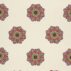 Schumacher Chennai Linen Embroidery Fabric in Festival