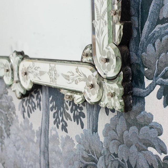 Large 19th C. Venetian Reverse Etched Mirror With Original Beveled Mirror Plate For Sale - Image 18 of 18