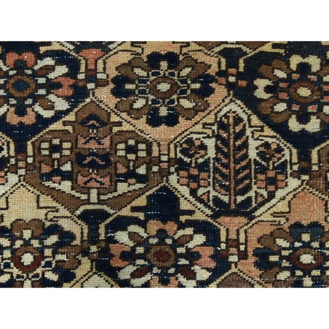 1960s Colorful, Hand Knotted Vintage Persian Bakhtiar With Repetitive Diamond Garden Design, Distressed Wool, Rug For Sale - Image 10 of 13