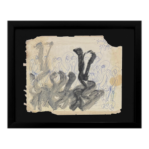 1990s Shadowed Movement (Framed Original Mixed Media on Paper)