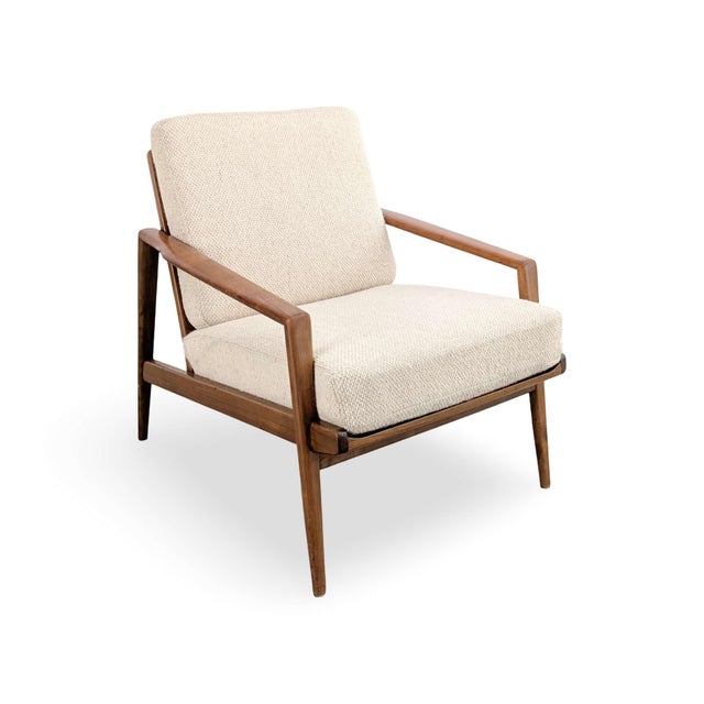 Mid-Century Modern Vintage Easy Chair in Wool and Walnut For Sale - Image 3 of 11