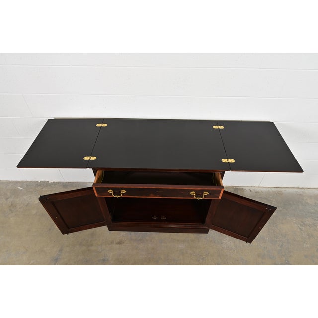 Stickley Georgian Flame Mahogany Flip Top Buffet Server or Bar Cabinet For Sale In South Bend - Image 6 of 13