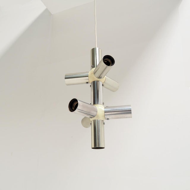 White Vintage Light Structure Pendant Light by Trix and Robert Haussmann for Swiss Lamps International, 1960s For Sale - Image 8 of 11