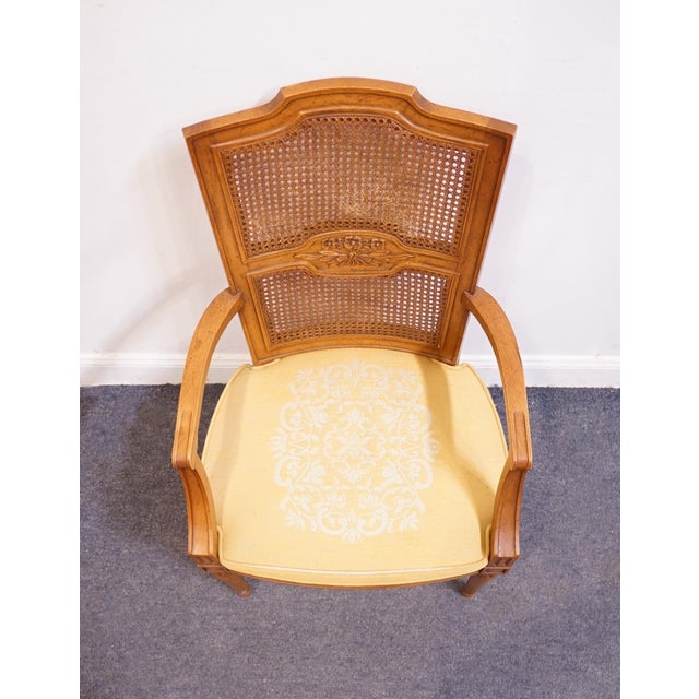 Brown Henredon Furniture Walnut Italian Mediterranean Cane Back Dining Arm Chair For Sale - Image 8 of 10