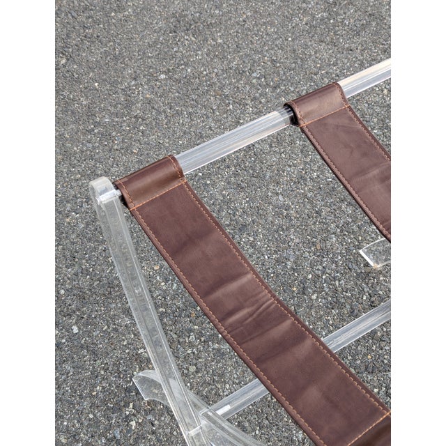 1970s Lucite Luggage Stand / Luggage Rack With Leather Straps For Sale In Washington DC - Image 6 of 8