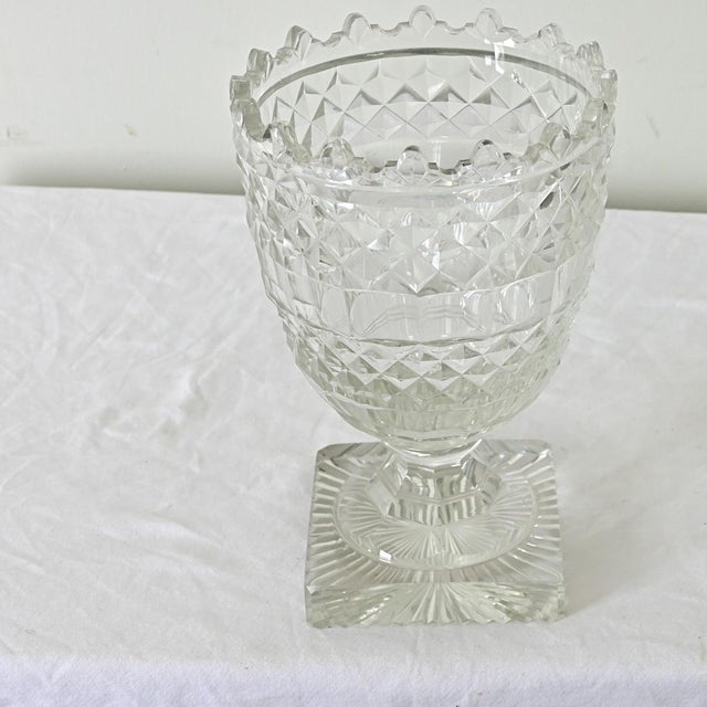 English Early 20th Century Cut Glass Large Vase For Sale - Image 4 of 10