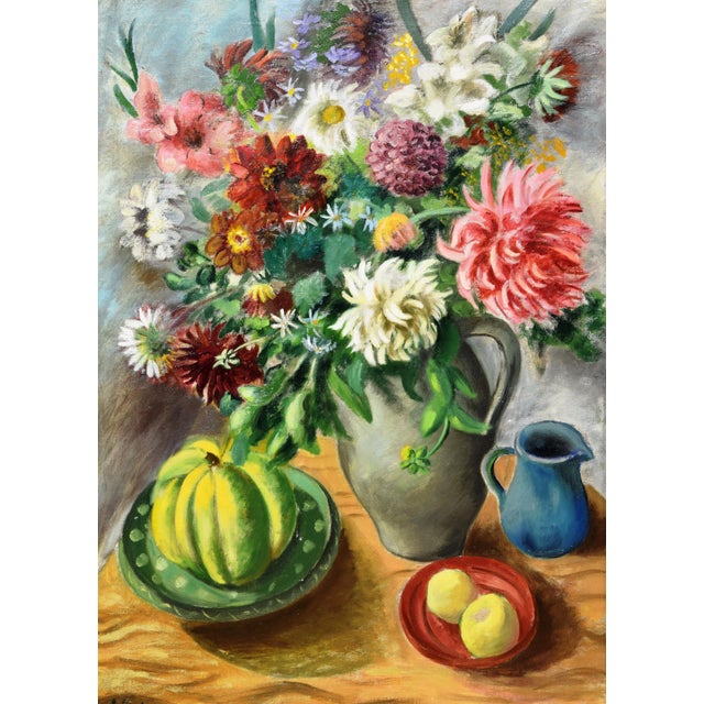 Peter Ludwigs, Still Life with Fruit and Flowers, 1925-35, Oil on Canvas, Framed For Sale - Image 11 of 11